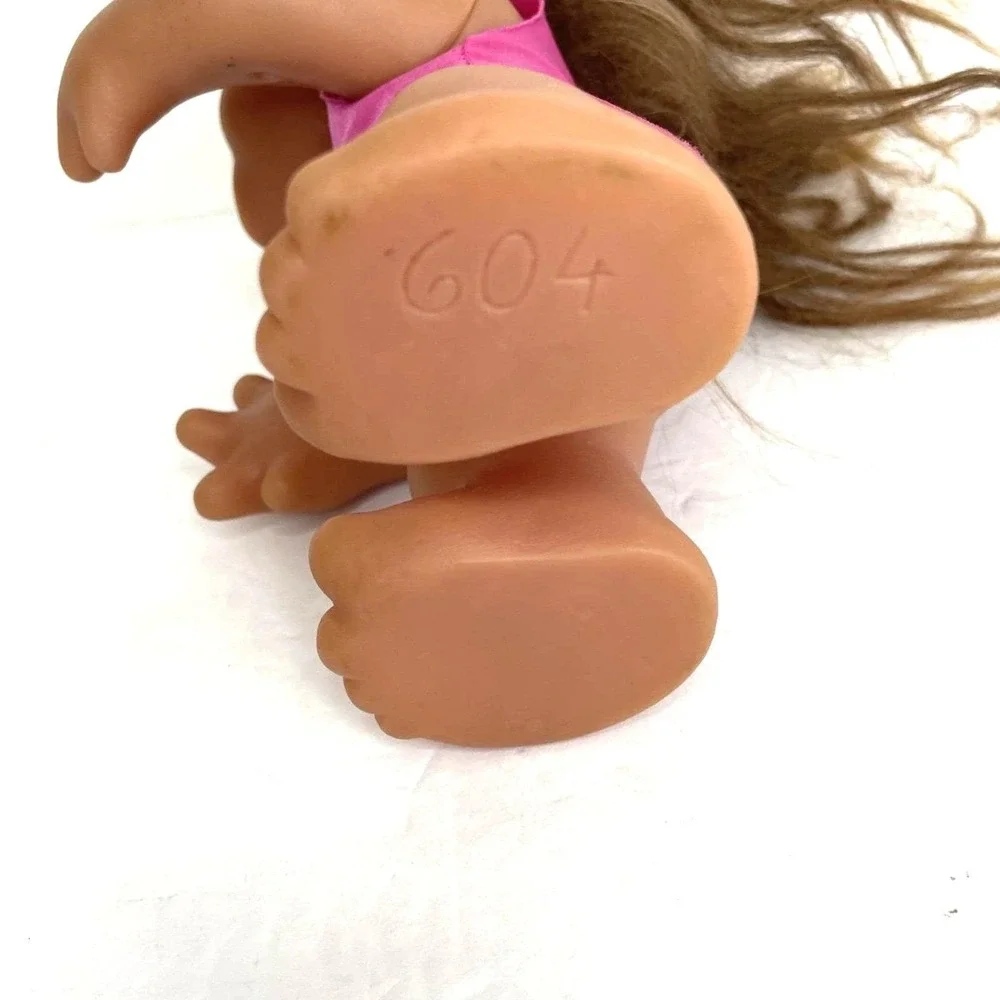 Vintage 1985 Dam Troll Doll Made in Denmark Brown Hair Pink Bodysuit‎ 604